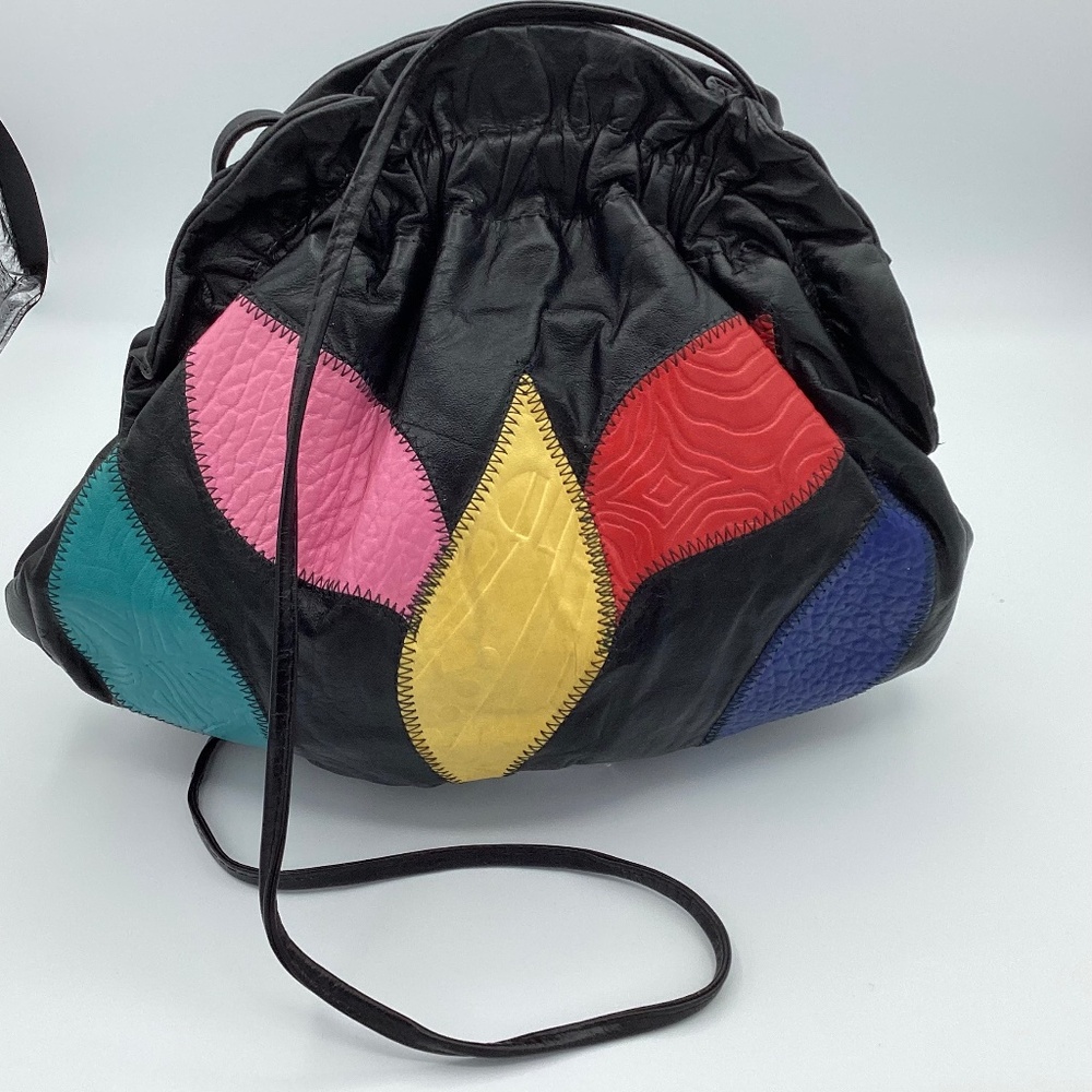 Vintage Black Patchwork Handbag. In Great Condition